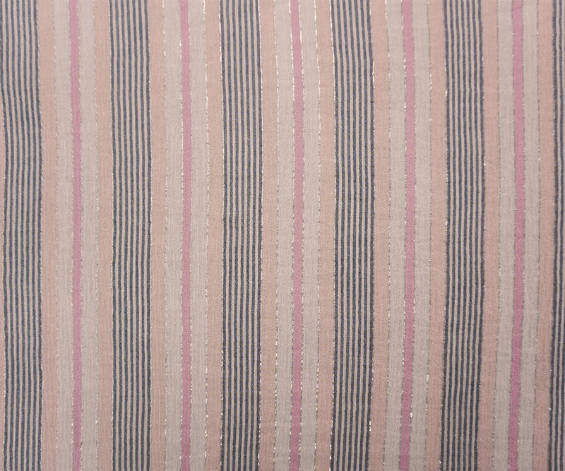 Pink-Silver Famous Maker Cotton Lurex Stripe Gauze Woven Fabric