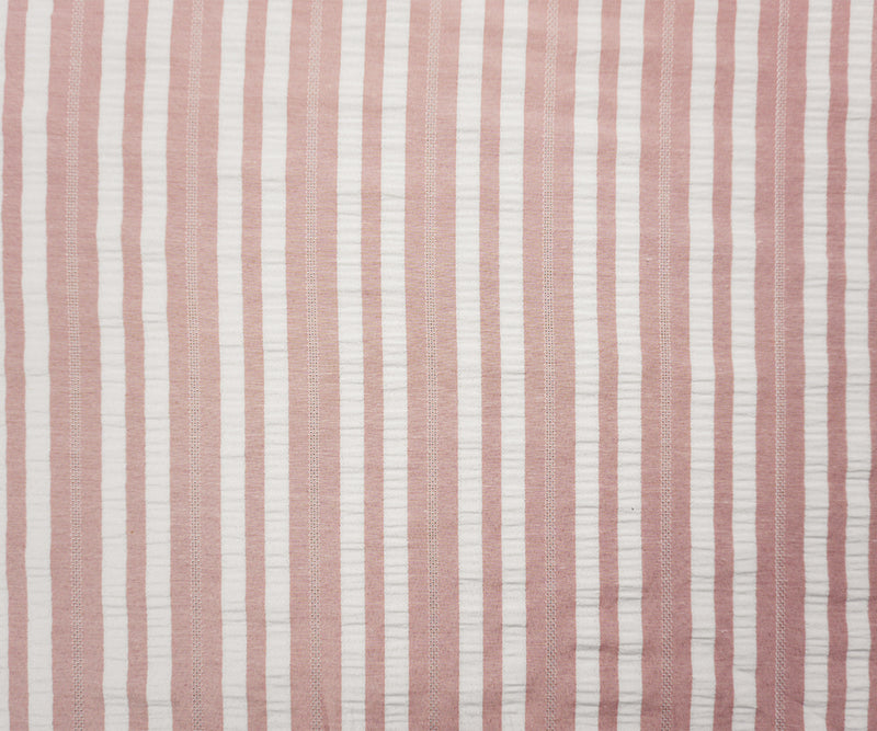 Pink-White Famous Maker Poly Crinkled Stripe Dobby Woven Fabric