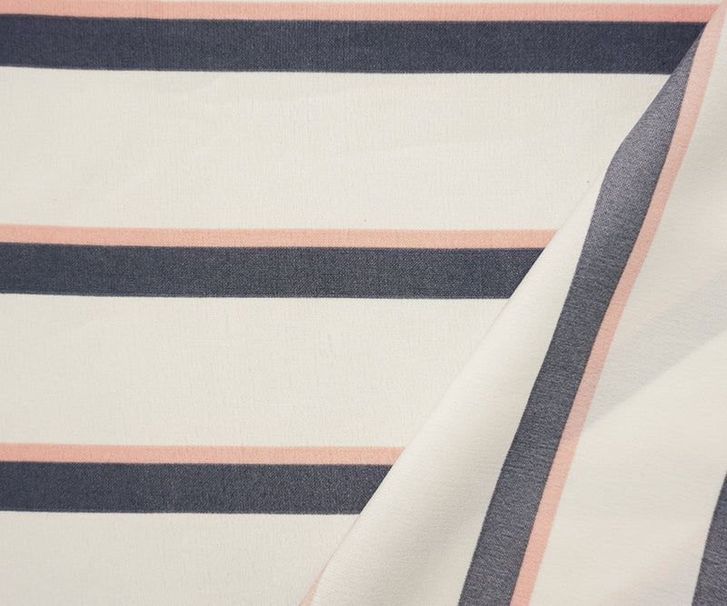 Gray-Coral-Ivory Famous Maker Poly Challis Woven Fabric