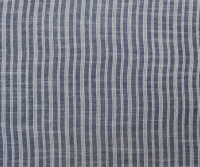 Blue Famous Maker Cotton Linen Stripe Woven Fabric