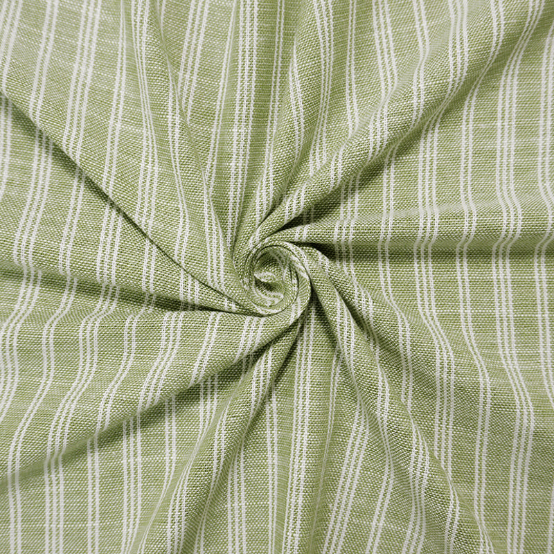 Green-White Famous Maker Cotton Stripe Woven Fabric