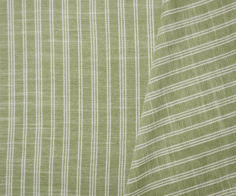 Green-White Famous Maker Cotton Stripe Woven Fabric