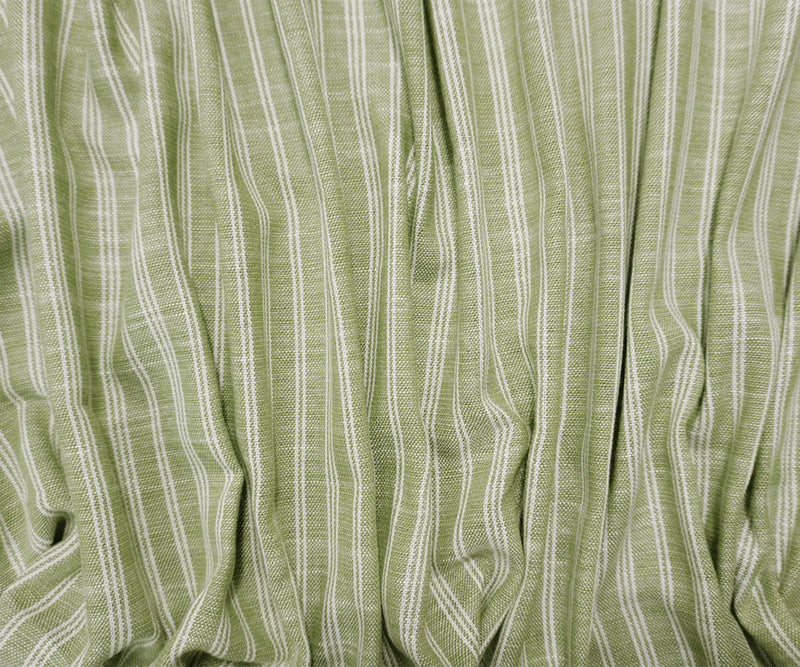 Green-White Famous Maker Cotton Stripe Woven Fabric