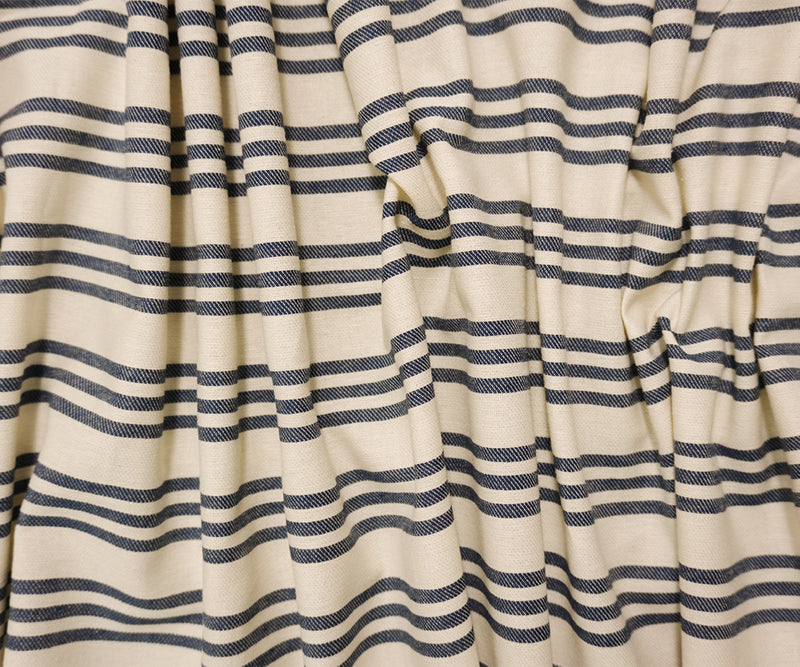 Blue Famous Maker Cotton Stripe Twill Woven Fabric