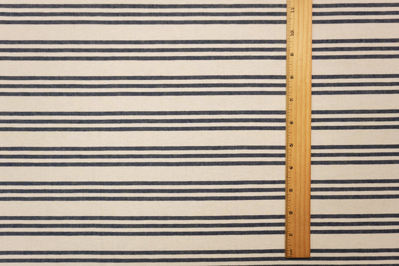 Blue Famous Maker Cotton Stripe Twill Woven Fabric