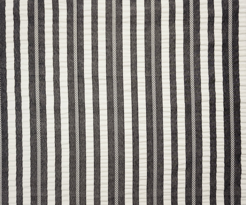 Gray-White Famous Maker Poly Stripe Crinkled Dobby Woven Fabric