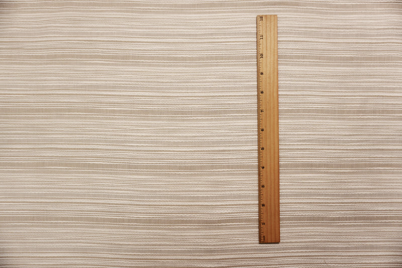 Beige-White Famous Maker Cotton Stripe Slub Woven Fabric