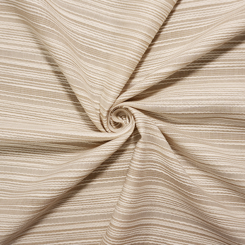 Beige-White Famous Maker Cotton Stripe Slub Woven Fabric