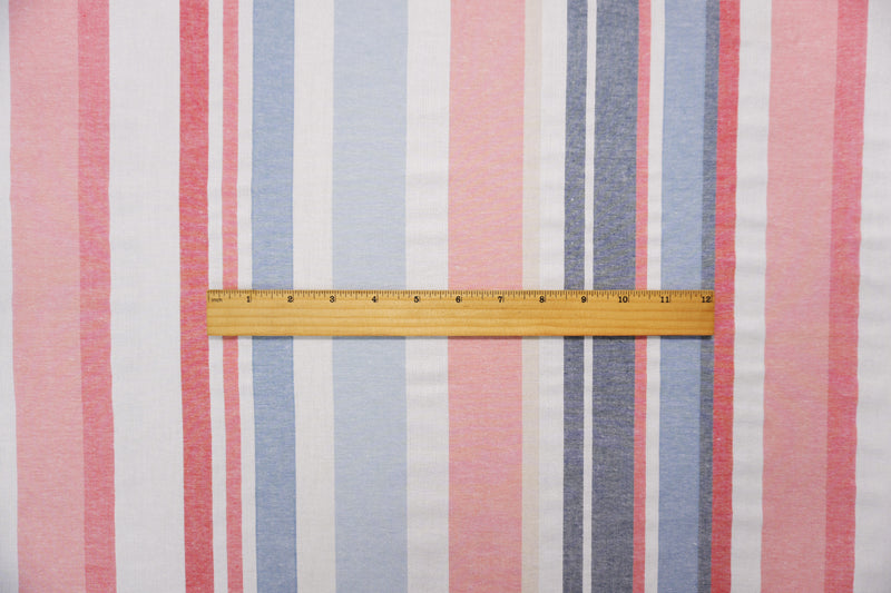 Red-Blue-White Famous Maker Cotton Stripe Woven Fabric