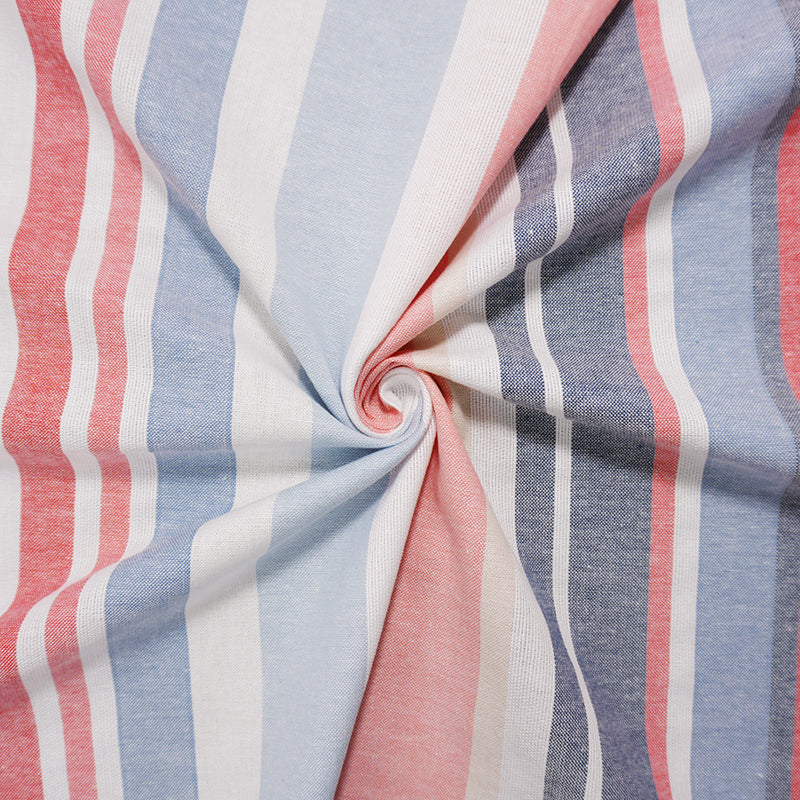 Red-Blue-White Famous Maker Cotton Stripe Woven Fabric