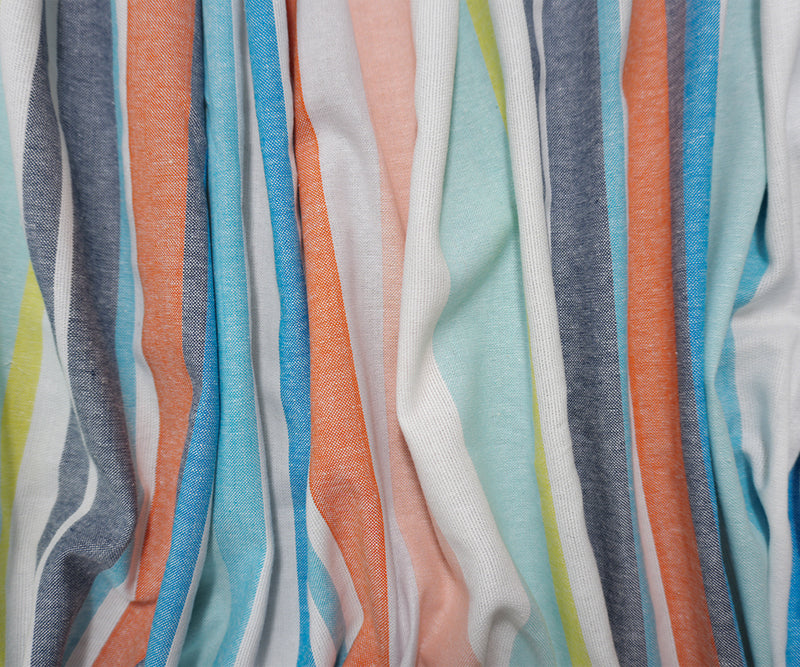 Blue-White-Red-Multi Famous Maker Cotton Stripe Woven Fabric
