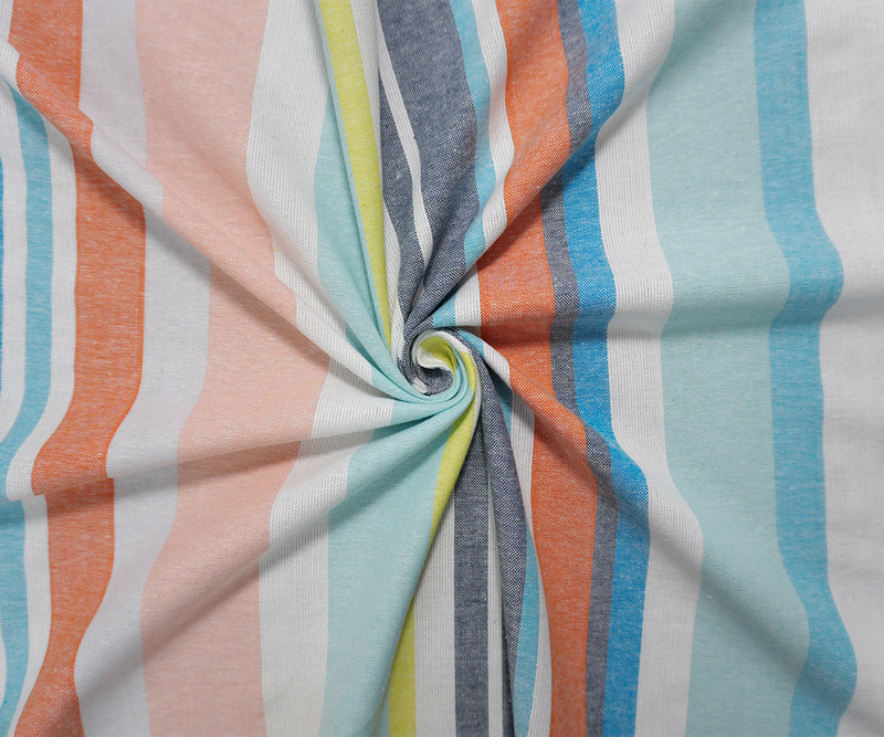 Blue-White-Red-Multi Famous Maker Cotton Stripe Woven Fabric