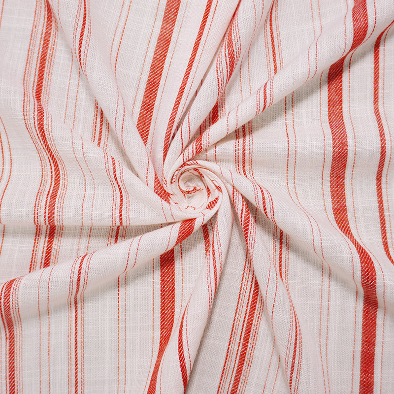 Red-White Famous Maker Rayon Stripe Woven Fabric