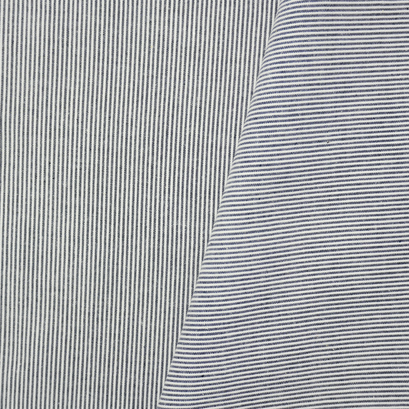 Navy-White Famous Maker Cotton Stripe Stretch Woven Fabric