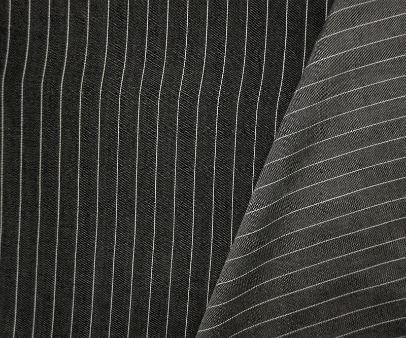 Black-White Famous Maker Rayon Stripe Twill Chambray Woven Fabric