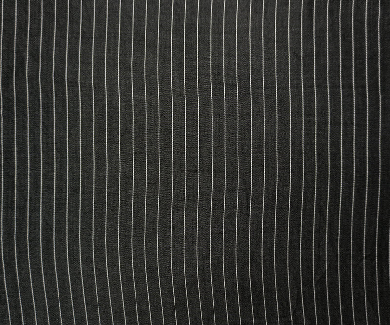 Black-White Famous Maker Rayon Stripe Twill Chambray Woven Fabric