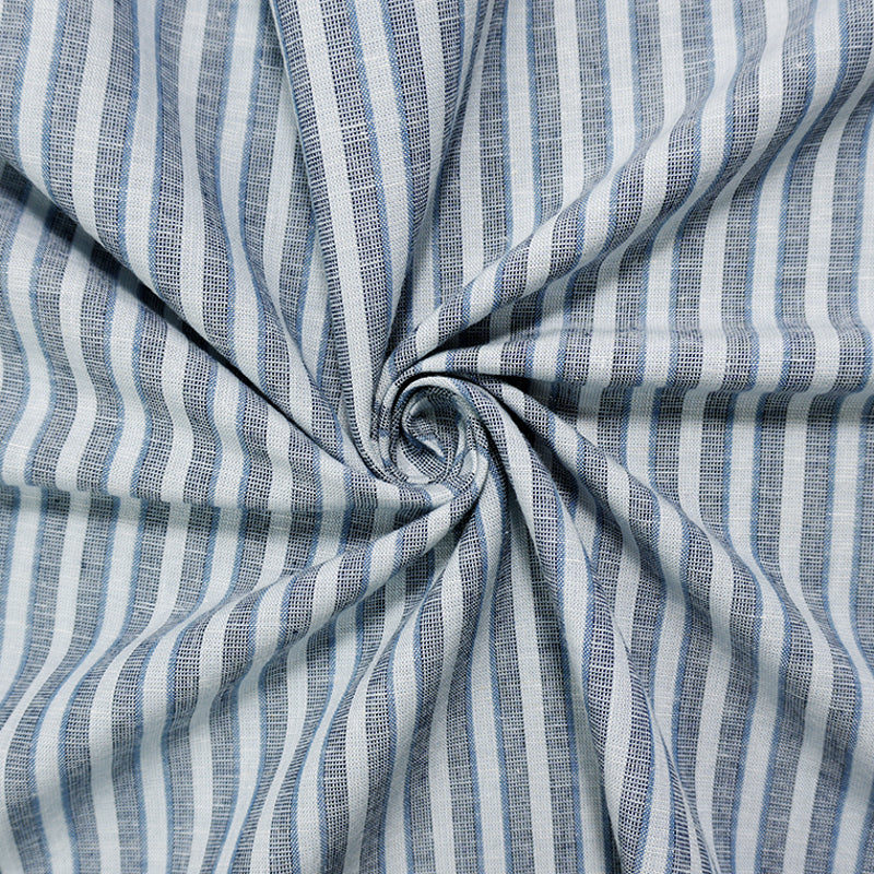 Navy-Blue Famous Maker Rayon Blend Stripe Woven Fabric