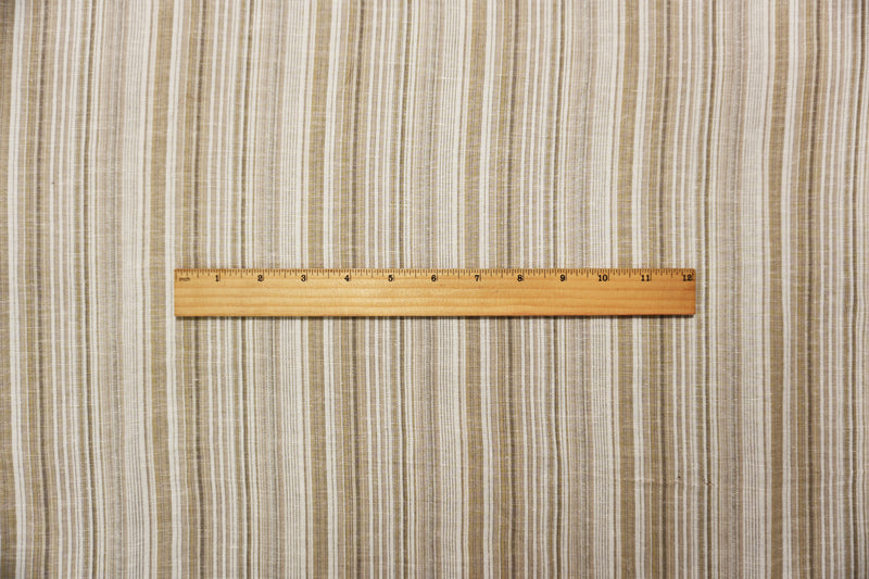 Brown Famous Maker Cotton Stripe Slub Woven Fabric