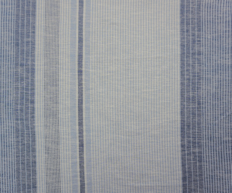 Blue-White Famous Maker Cotton Linen Stripe Slub Woven Fabric