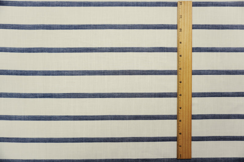 White-Blue Famous Maker Cotton Stripe Twill Woven Fabric