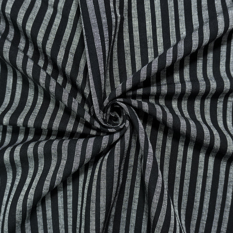 Black-White Famous Maker Rayon Blend Stripe Woven Fabric