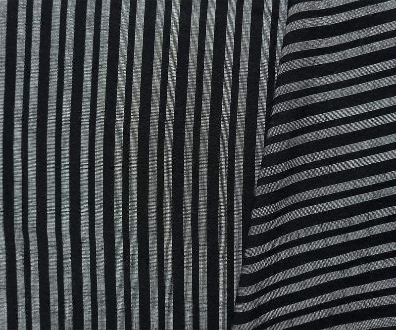 Black-White Famous Maker Rayon Blend Stripe Woven Fabric