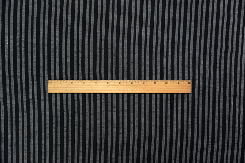 Black-White Famous Maker Rayon Blend Stripe Woven Fabric