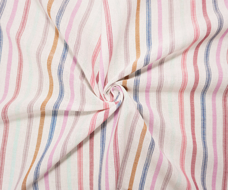 Ivory Cotton Rayon Stripe Semi-Sheer Woven Fabric