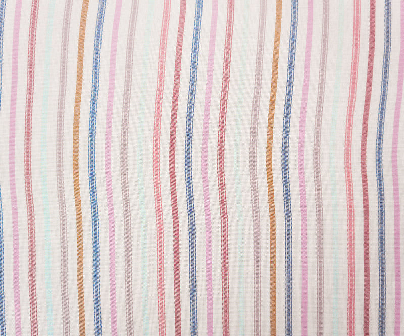 Ivory Cotton Rayon Stripe Semi-Sheer Woven Fabric