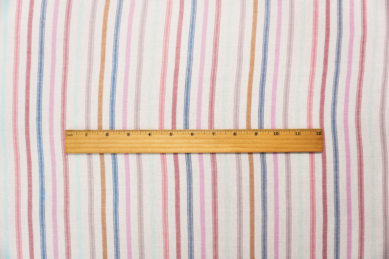 Ivory Cotton Rayon Stripe Semi-Sheer Woven Fabric