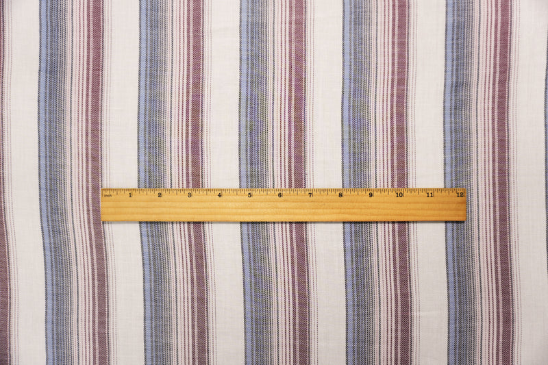 Red-Blue-Multi Famous Maker Cotton Stripe Twill Woven Fabric
