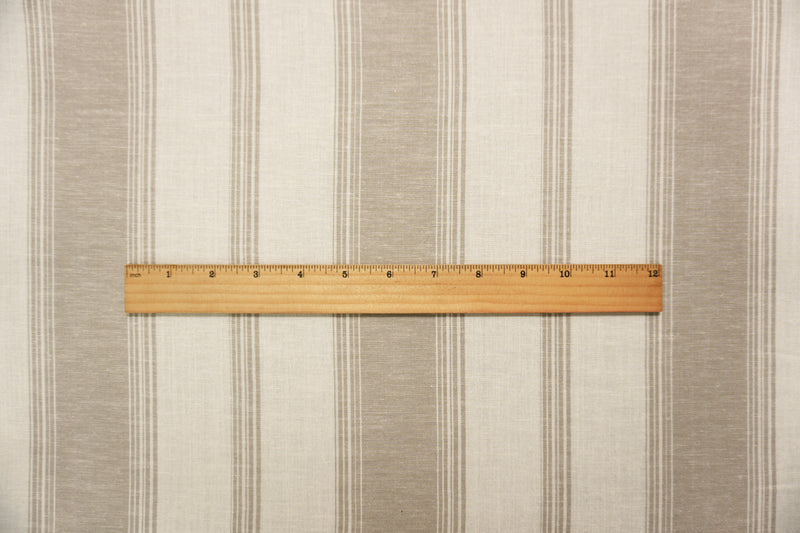 Taupe-White Famous Maker Rayon Blend Stripe Woven Fabric