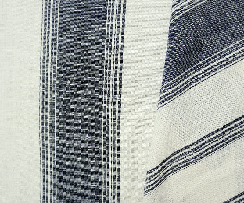 Blue-Off-White Famous Maker Rayon Blend Stripe Woven Fabric