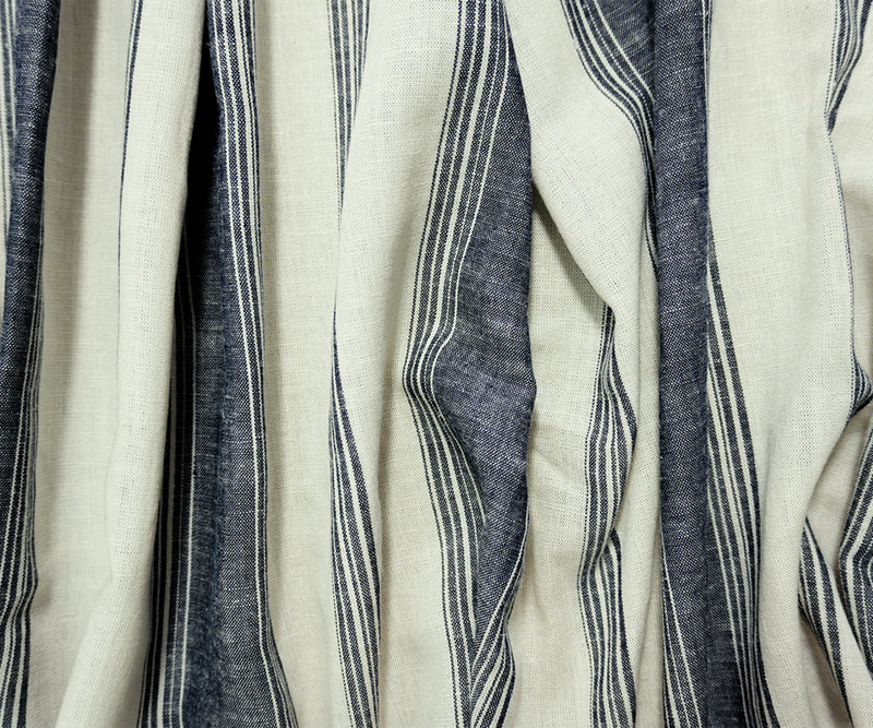 Blue-Off-White Famous Maker Rayon Blend Stripe Woven Fabric