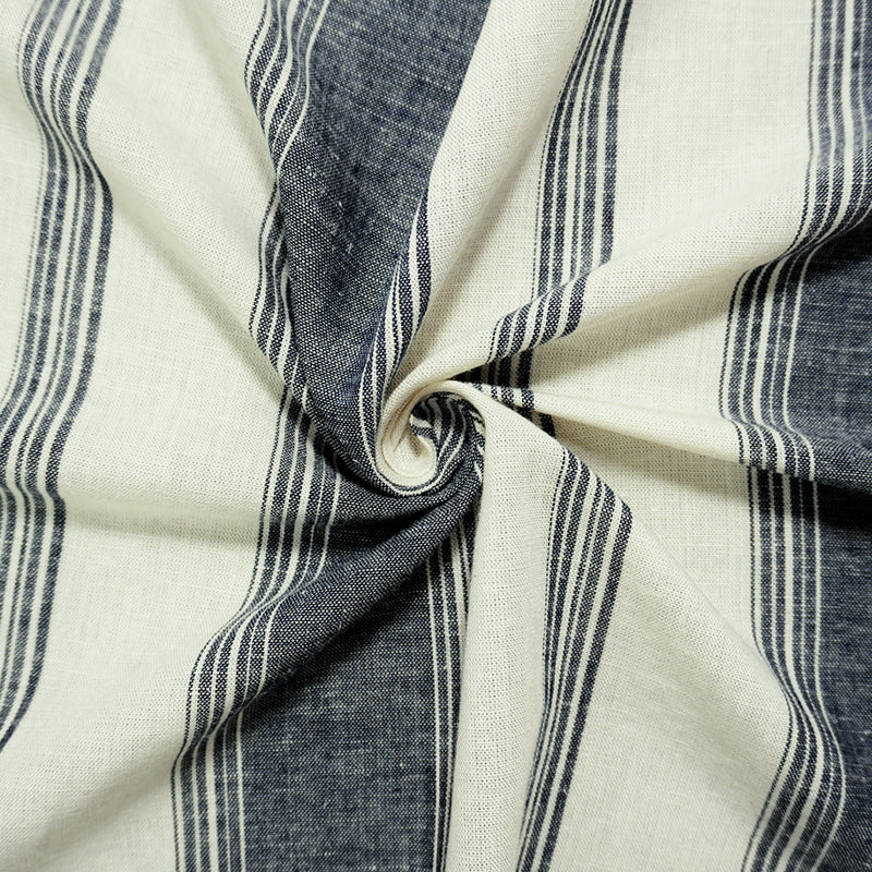 Blue-Off-White Famous Maker Rayon Blend Stripe Woven Fabric