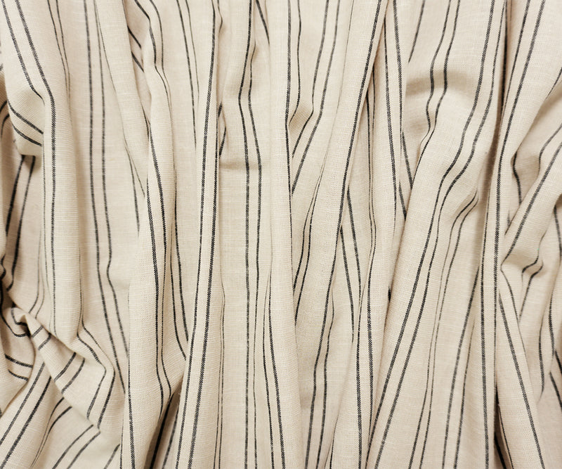 Off-White-Black Famous Maker Rayon Blend Stripe Woven Fabric