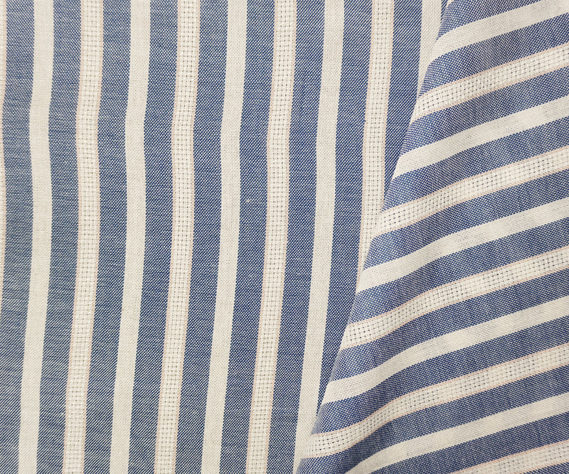 Blue-White Famous Maker Cotton Rayon Stripe Dobby Woven Fabric