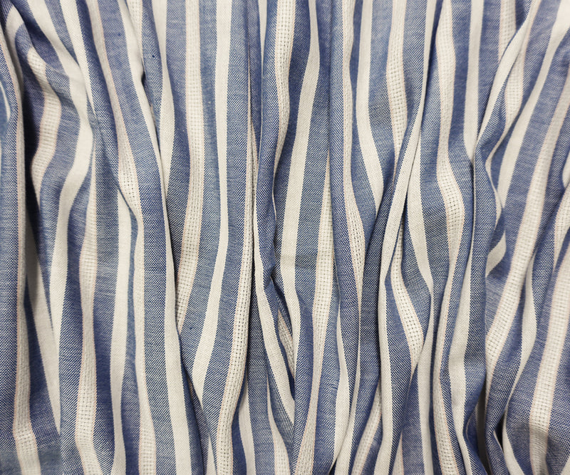 Blue-White Famous Maker Cotton Rayon Stripe Dobby Woven Fabric