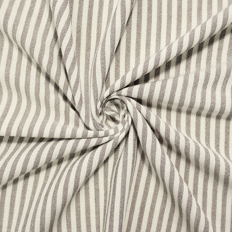 Gray-White Famous Maker Rayon Stripe Crepon Woven Fabric