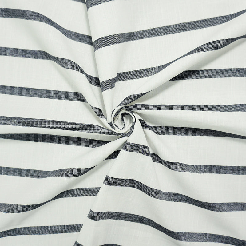 White-Black Famous Maker Cotton Stripe Slub Twill Woven Fabric