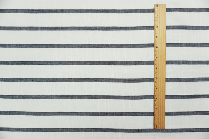 White-Black Famous Maker Cotton Stripe Slub Twill Woven Fabric
