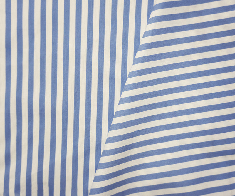 Blue-White Famous Maker Cotton Nylon Stretch Stripe Woven Fabric
