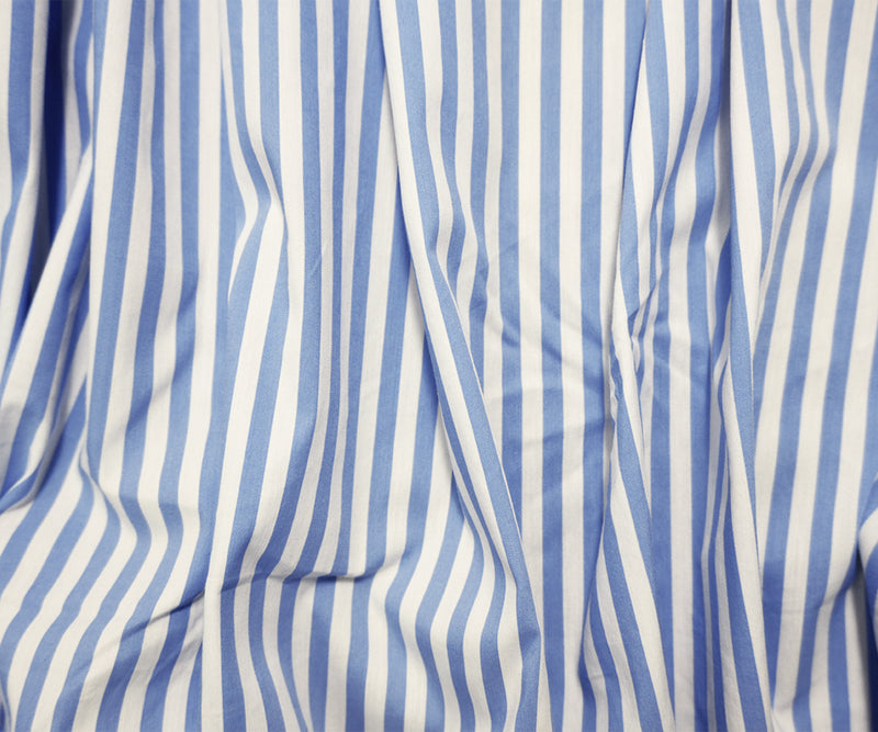 Blue-White Famous Maker Cotton Nylon Stretch Stripe Woven Fabric