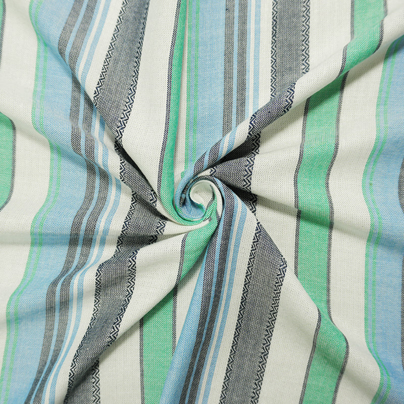 Blue-Green-Multi Famous Maker Rayon Stripe Dobby Woven Fabric