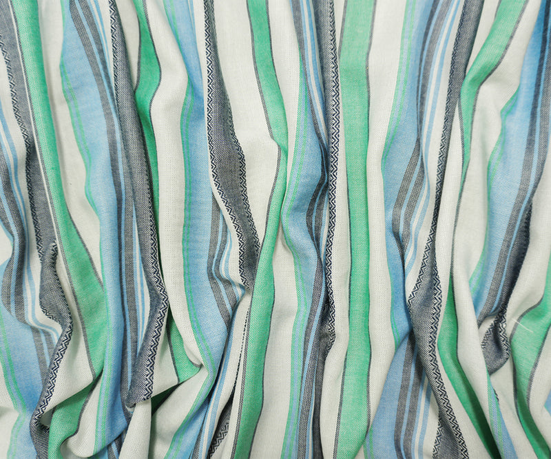 Blue-Green-Multi Famous Maker Rayon Stripe Dobby Woven Fabric