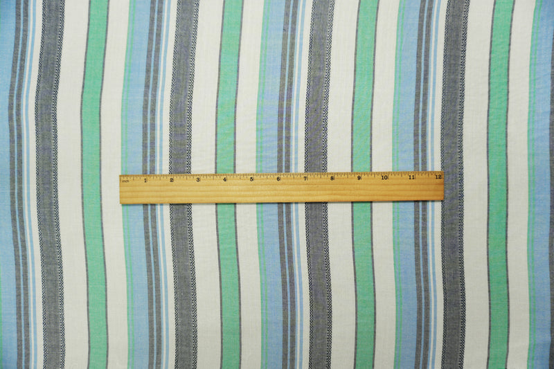 Blue-Green-Multi Famous Maker Rayon Stripe Dobby Woven Fabric