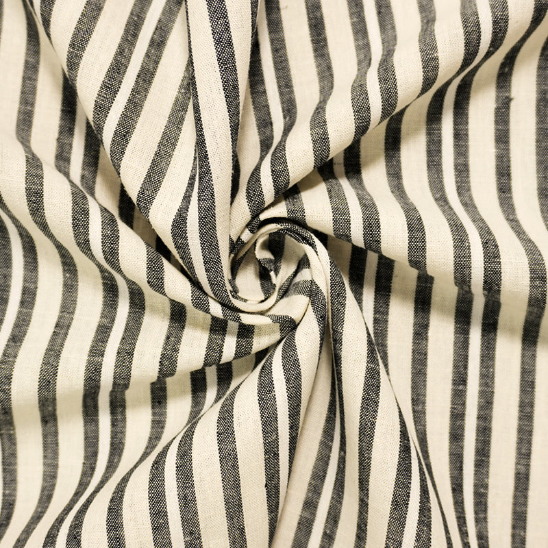 Black-Ivory Famous Maker Cotton Linen Stripe Slub Woven Fabric