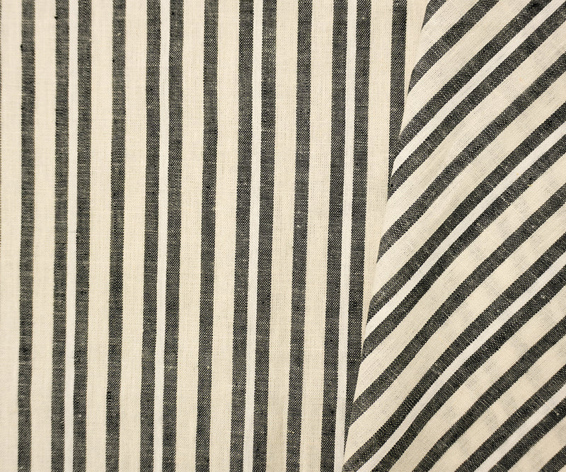 Black-Ivory Famous Maker Cotton Linen Stripe Slub Woven Fabric