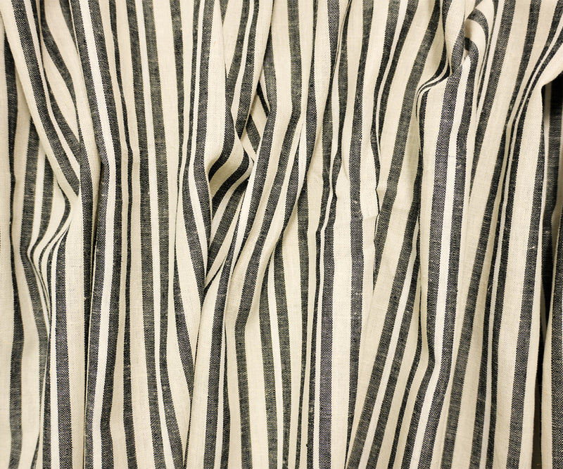 Black-Ivory Famous Maker Cotton Linen Stripe Slub Woven Fabric