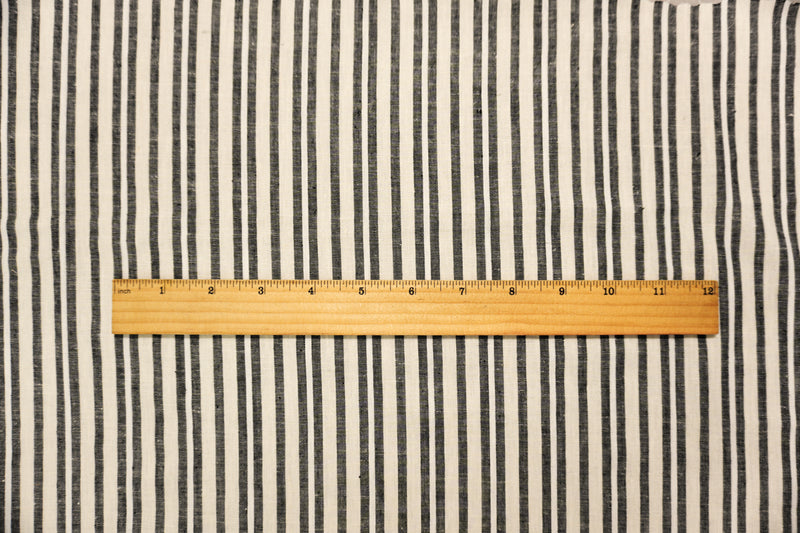 Black-Ivory Famous Maker Cotton Linen Stripe Slub Woven Fabric